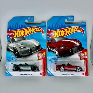 Hot Wheels Mazda Lot Of 4x-‘15 MAZDA MX-5 MIATA Red 2x Gray 2x Then and Now 4/10
